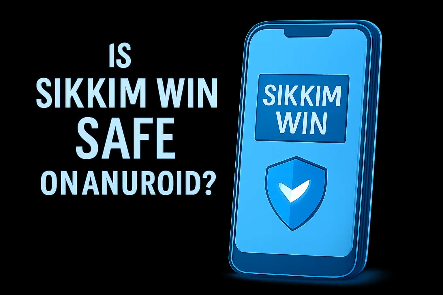 An informational scene illustrating Sikkim Win security on Android devices.