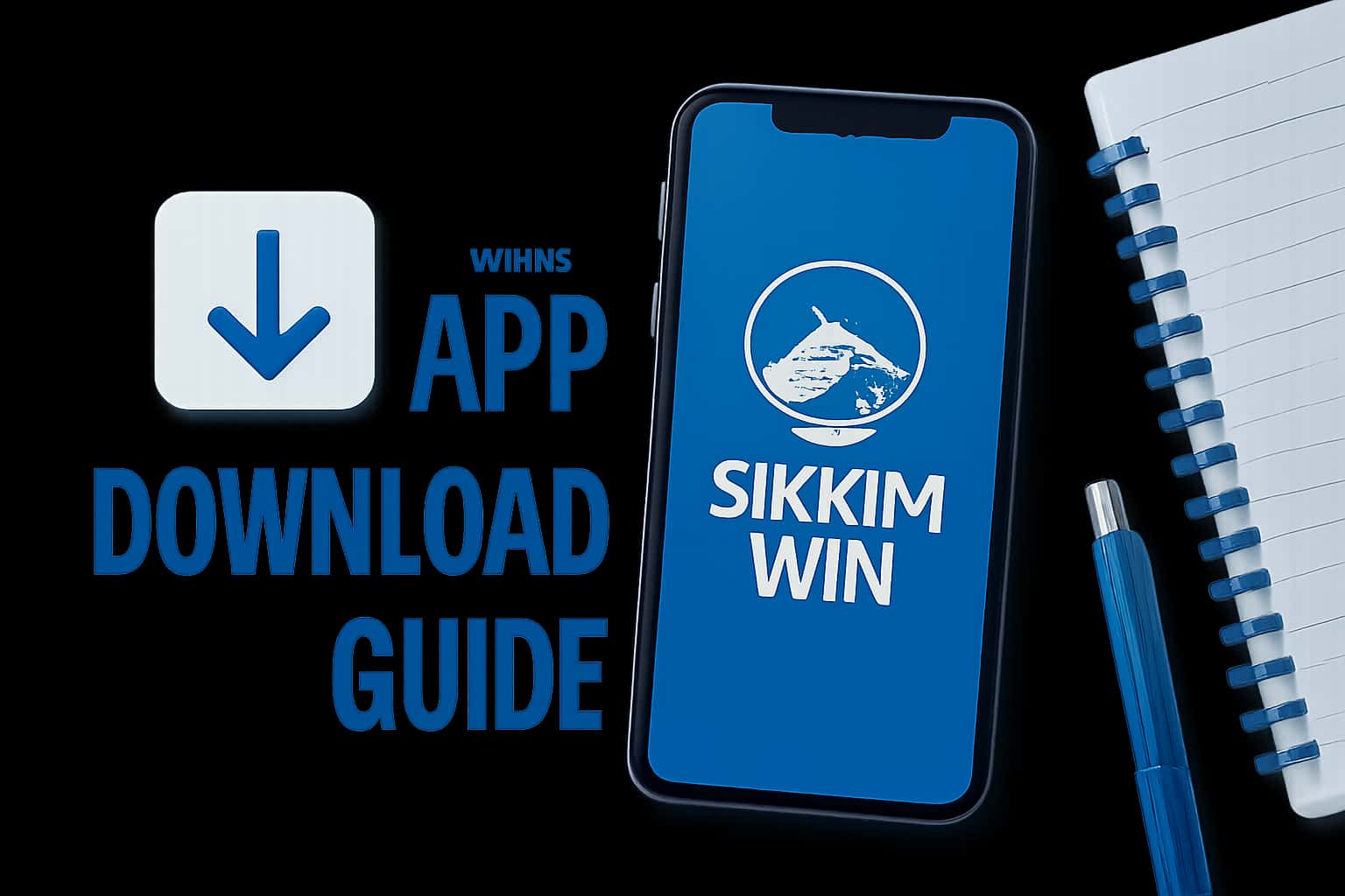Informational graphic illustrating the Sikkim Win App Download process.