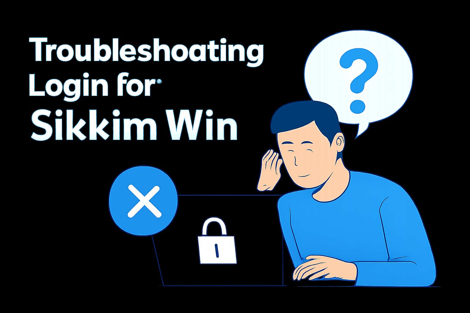 A high-tech scene illustrating troubleshooting login for Sikkim Win, prominently featuring the text 'Sikkim Win'.