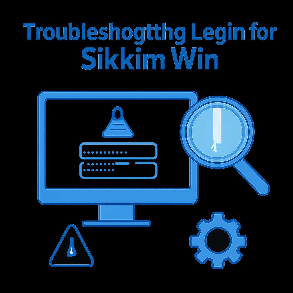 An educational diagram illustrating troubleshooting steps for Sikkim Win login.