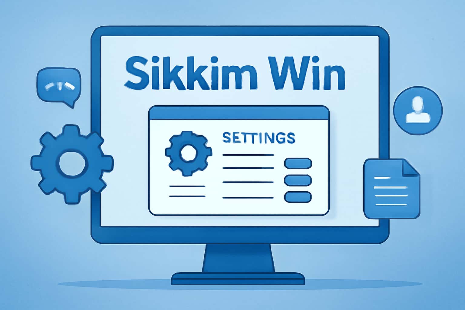 An illustrative scene depicting user-friendly settings options for the Sikkim Win app.